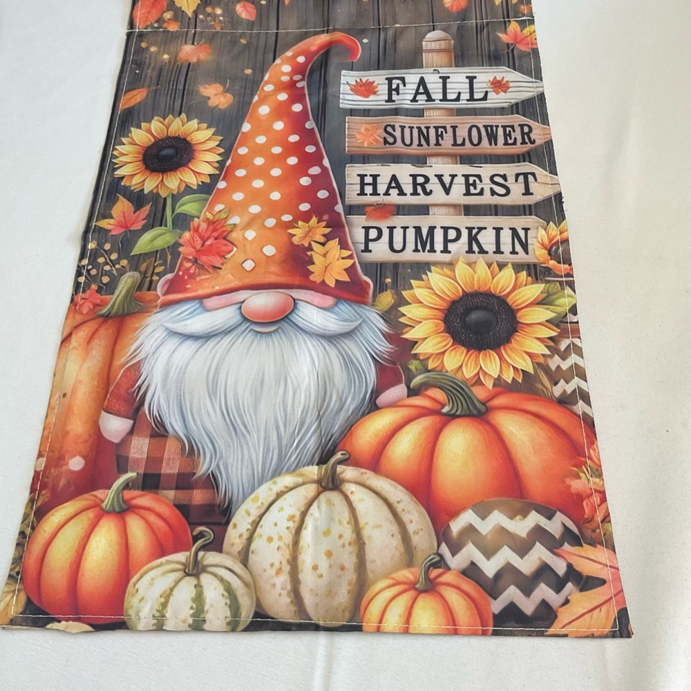 Fall Gnome and Pumpkin Garden Flag